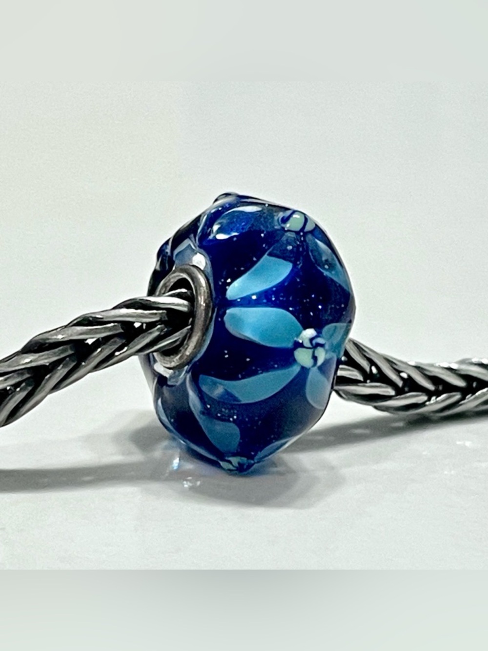 Authentic Trollbeads Blue Flower Unique Bead